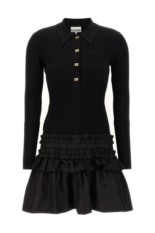 'Melange Rib Knit Mini' dress Black