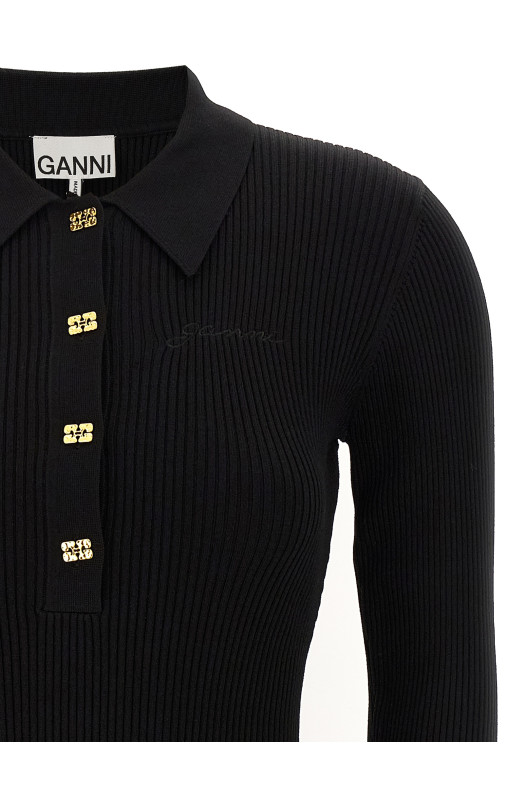 'Melange Rib Knit Mini' dress Black