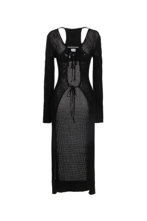 Openwork long cardigan Black