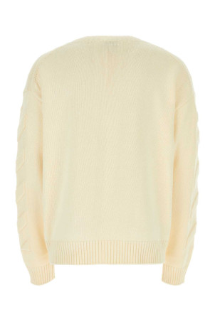 Ivory stretch cotton blend oversize sweater OFF WHITE (OMHE151C99KNI001) Ivory stretch cotton blend oversize sweater OFF WHITE (OMHE151C99KNI001)