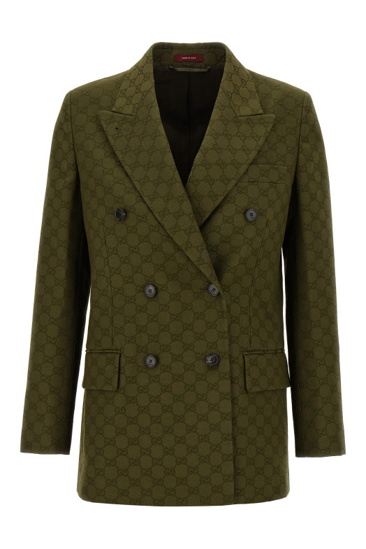 GG двубортный блейзер Зеленый GUCCI 831993Z7AH83602 GG двубортный блейзер Зеленый GUCCI 831993Z7AH83602