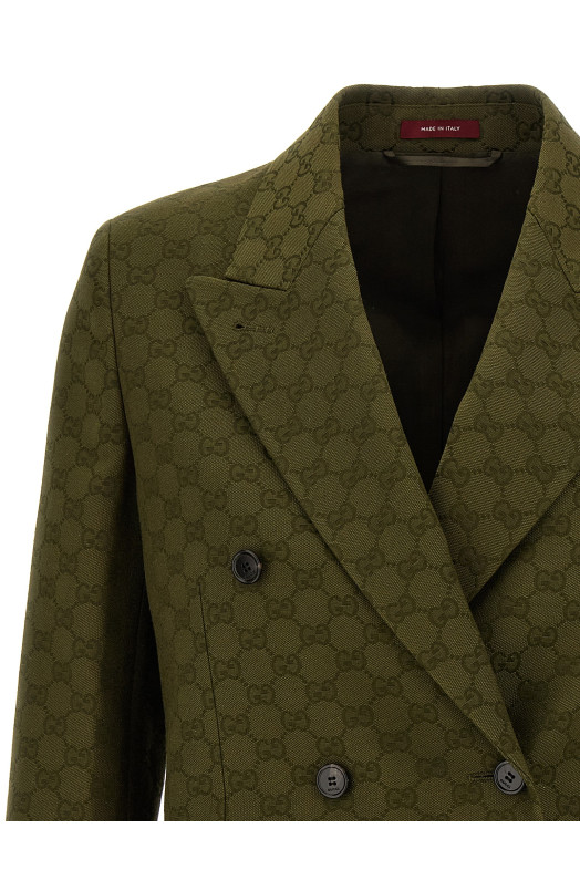 GG двубортный блейзер Зеленый GUCCI 831993Z7AH83602 GG двубортный блейзер Зеленый GUCCI 831993Z7AH83602