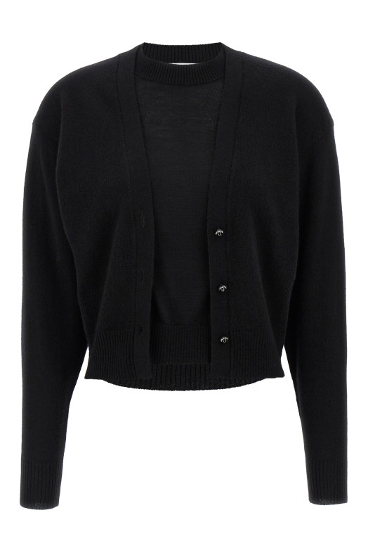 Trompe l'oeil cardigan sweater Black