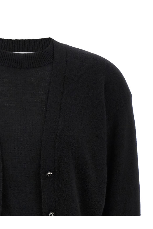 Trompe l'oeil cardigan sweater Black