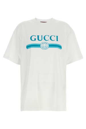 'Gucci Incrocio GG e Web' принт на футболці білого кольору 837959XJHGY9081 'Gucci Incrocio GG e Web' принт на футболці білого кольору 837959XJHGY9081