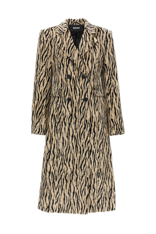 Пальто из искусственного меха с принтом, черно-серый 115047858858