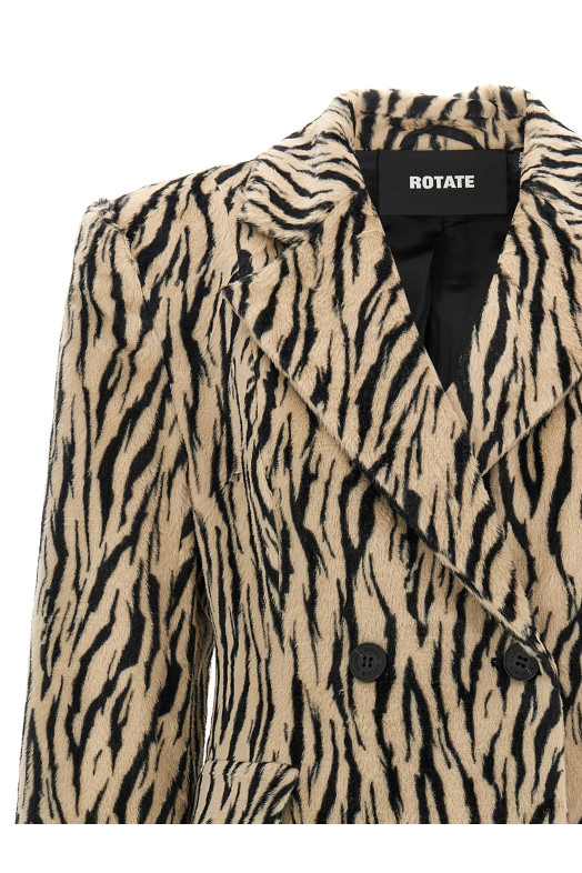 Пальто из искусственного меха с принтом, черно-серый 115047858858