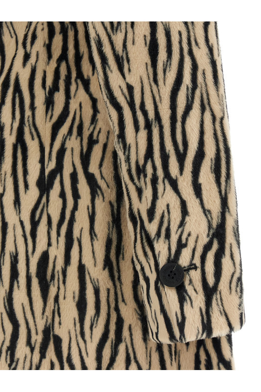 Пальто из искусственного меха с принтом, черно-серый 115047858858