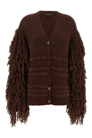 Кардиган з бахромою Bouclé, коричневий FABIANA FILIPPI MAD215F120L5011269 Кардиган з бахромою Bouclé, коричневий FABIANA FILIPPI MAD215F120L5011269
