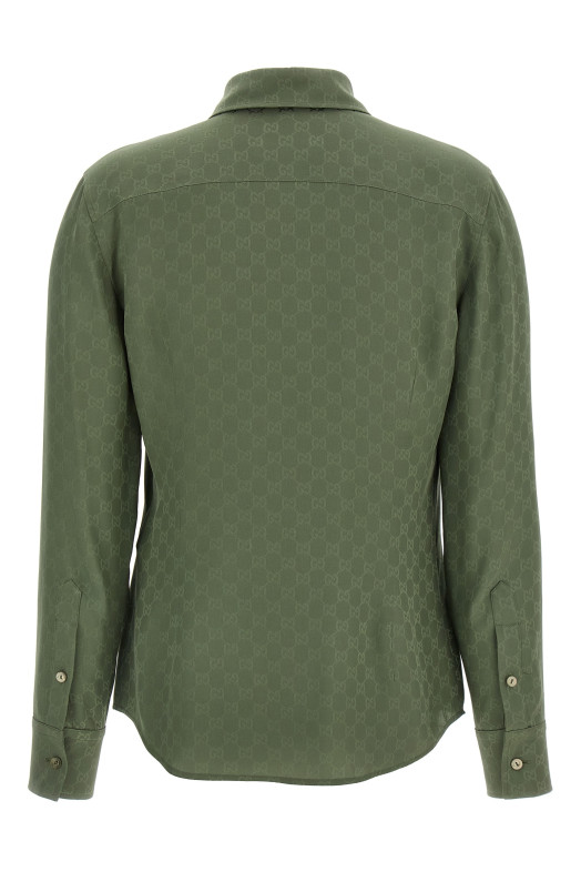 Шовкова сорочка GG зелена GUCCI 837016Z7ATQ3065