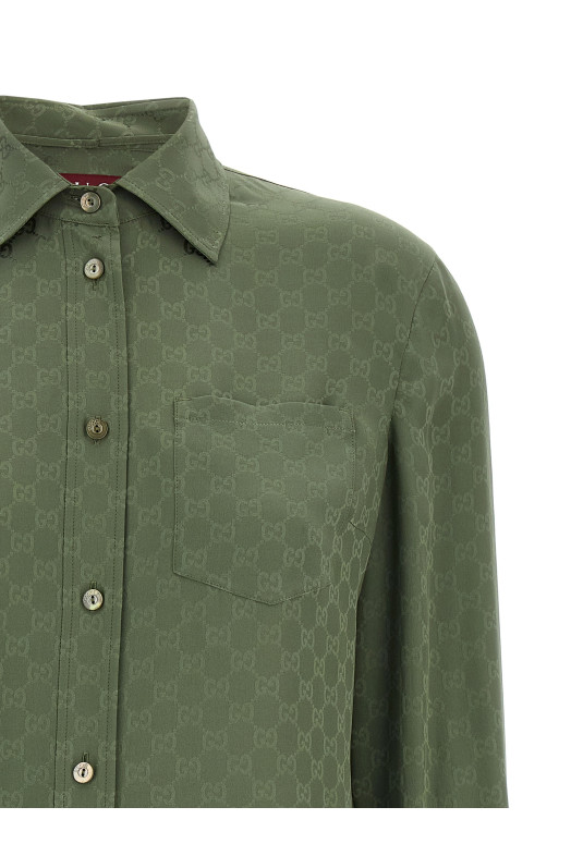 Шовкова сорочка GG зелена GUCCI 837016Z7ATQ3065