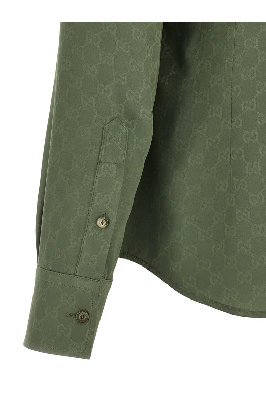 Шовкова сорочка GG зелена GUCCI 837016Z7ATQ3065