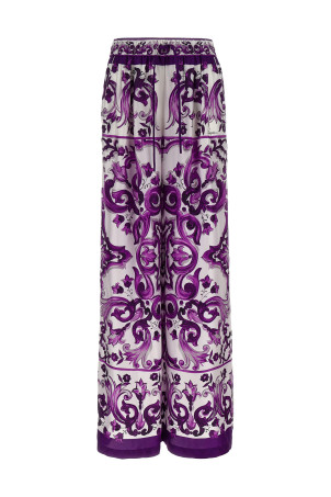 Брюки с принтом майолика, фиолетовые DOLCE & GABBANA FTDBNTHI1Y8I23TN
