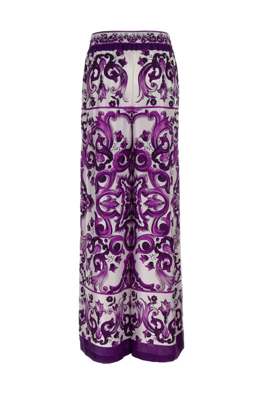 Брюки с принтом майолика, фиолетовые DOLCE & GABBANA FTDBNTHI1Y8I23TN