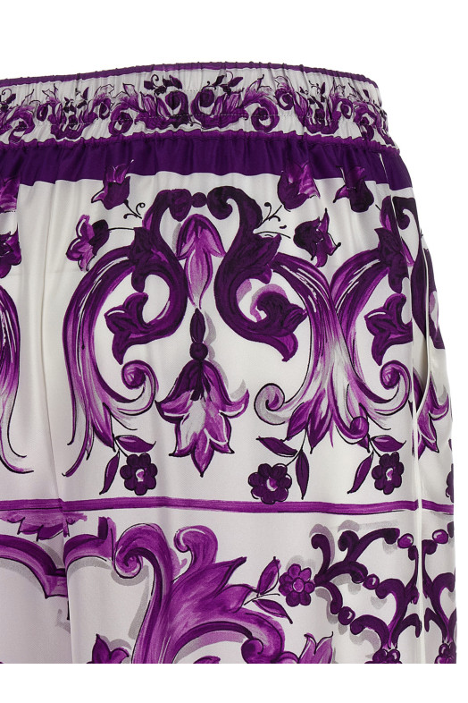 Брюки с принтом майолика, фиолетовые DOLCE & GABBANA FTDBNTHI1Y8I23TN
