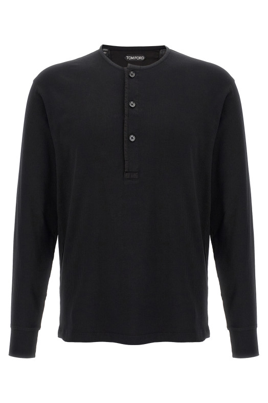 Футболка з ребристою бавовною Чорна TOM FORD JHL019JMC067LB999 Футболка з ребристою бавовною Чорна TOM FORD JHL019JMC067LB999