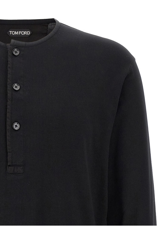 Футболка з ребристою бавовною Чорна TOM FORD JHL019JMC067LB999 Футболка з ребристою бавовною Чорна TOM FORD JHL019JMC067LB999