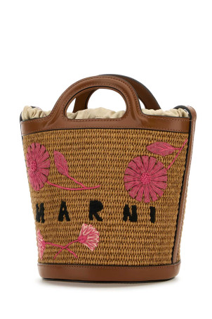 Коричнева сумка-відро Tropicalia з рафії та шкіри MARNI (SCMP0056L7P7398) Коричнева сумка-відро Tropicalia з рафії та шкіри MARNI (SCMP0056L7P7398)
