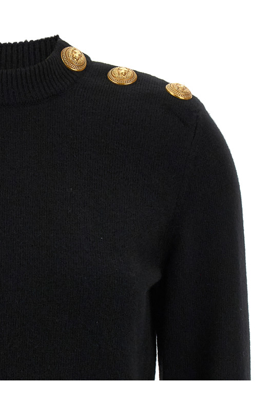 Еко-кашеміровий светр на ґудзиках Чорний BALMAIN FF1KD095KI870PA Еко-кашеміровий светр на ґудзиках Чорний BALMAIN FF1KD095KI870PA
