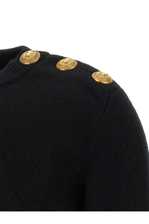 Еко-кашеміровий светр на ґудзиках Чорний BALMAIN FF1KD095KI870PA Еко-кашеміровий светр на ґудзиках Чорний BALMAIN FF1KD095KI870PA