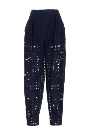 Вышитые хлопковые брюки Синие ALBERTA FERRETTI (A033316320290)