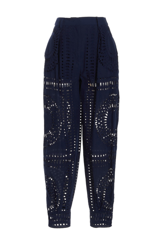 Вышитые хлопковые брюки Синие ALBERTA FERRETTI (A033316320290)