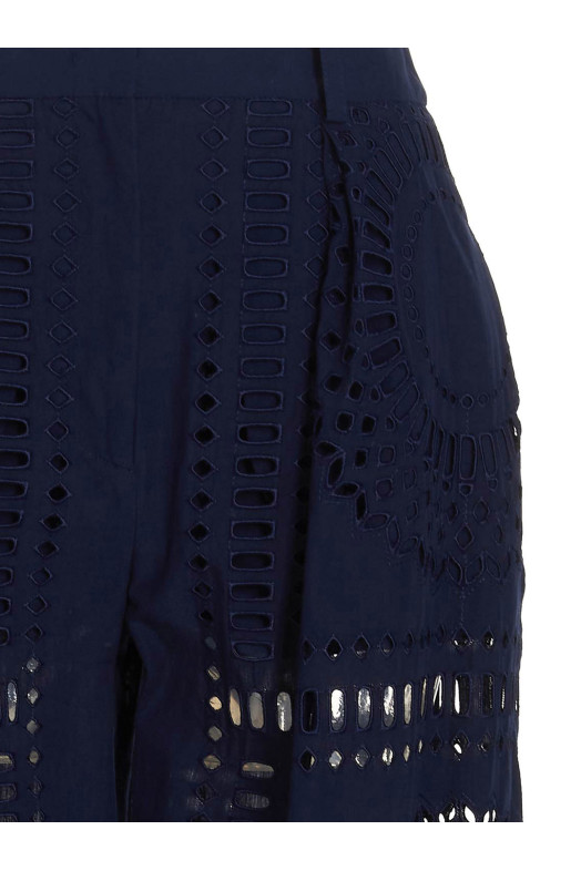 Вышитые хлопковые брюки Синие ALBERTA FERRETTI (A033316320290)