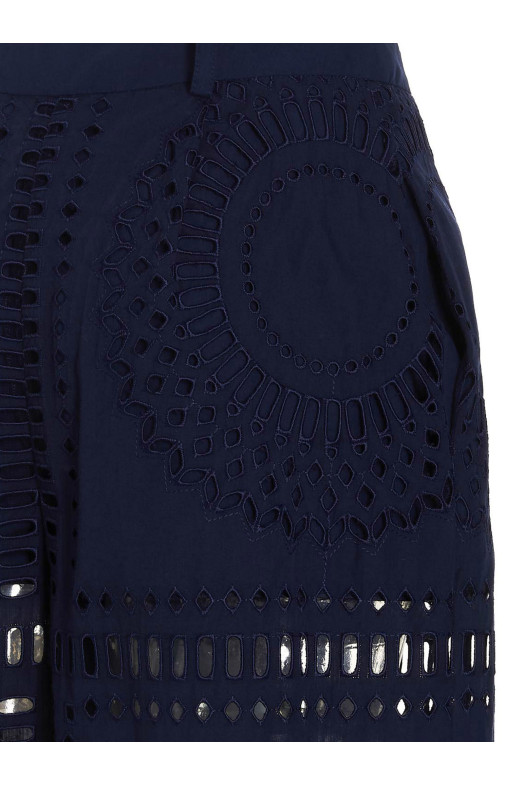 Вышитые хлопковые брюки Синие ALBERTA FERRETTI (A033316320290)