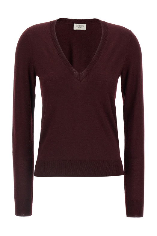 Вовняний светр бордовий SAINT LAURENT 839793Y76HF6040