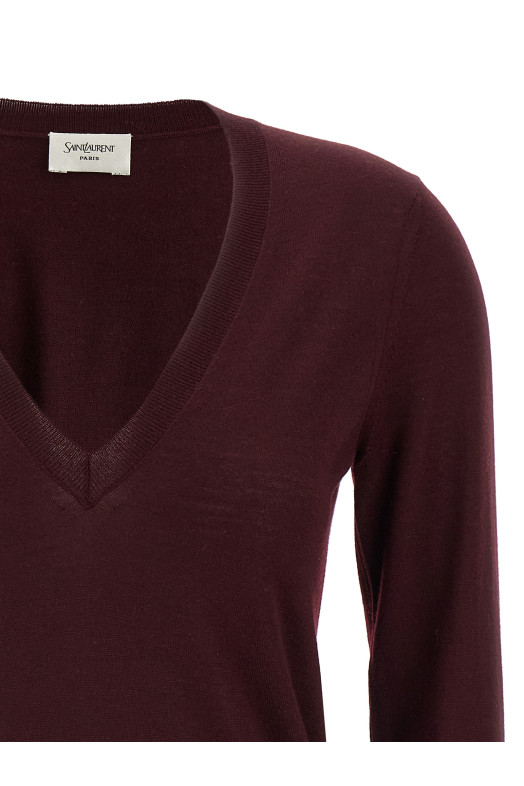Вовняний светр бордовий SAINT LAURENT 839793Y76HF6040