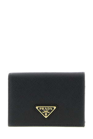 Кожаный кошелек Saffiano, черный PRADA 1MV021QHHF0002