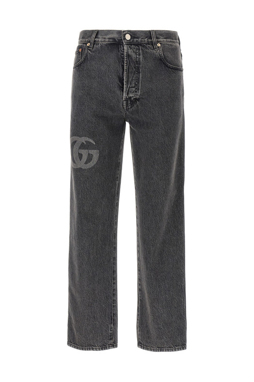 Lasered Double G jeans Gray