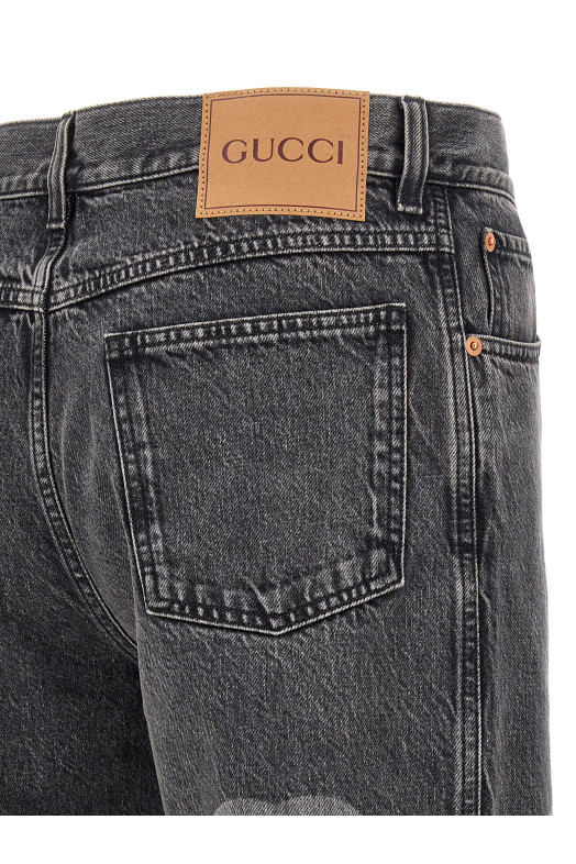 Lasered Double G jeans Gray