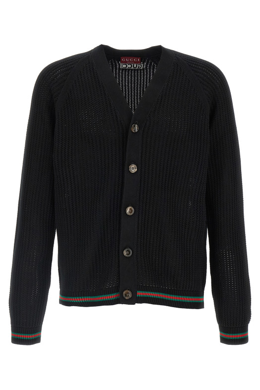 Веб-кардиган з стрічкою Чорний GUCCI 788009XKD151060 Веб-кардиган з стрічкою Чорний GUCCI 788009XKD151060