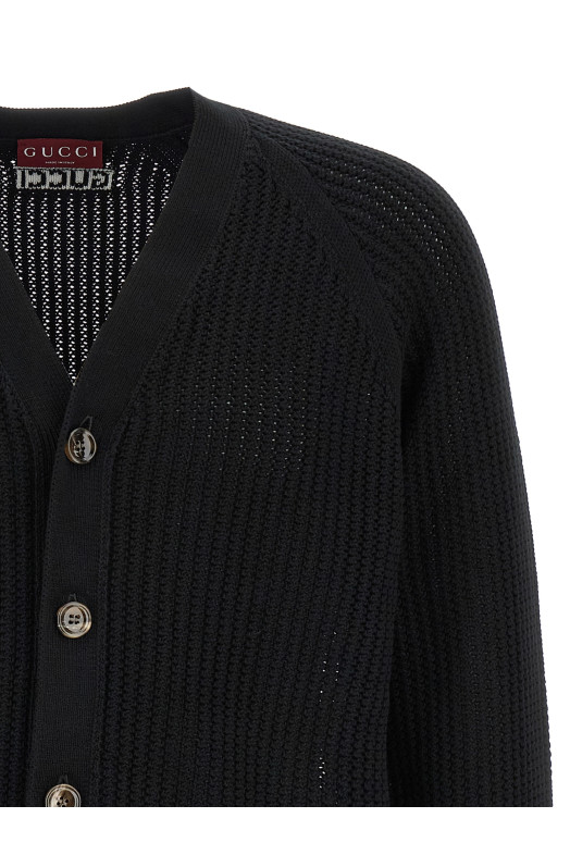 Веб-кардиган з стрічкою Чорний GUCCI 788009XKD151060 Веб-кардиган з стрічкою Чорний GUCCI 788009XKD151060