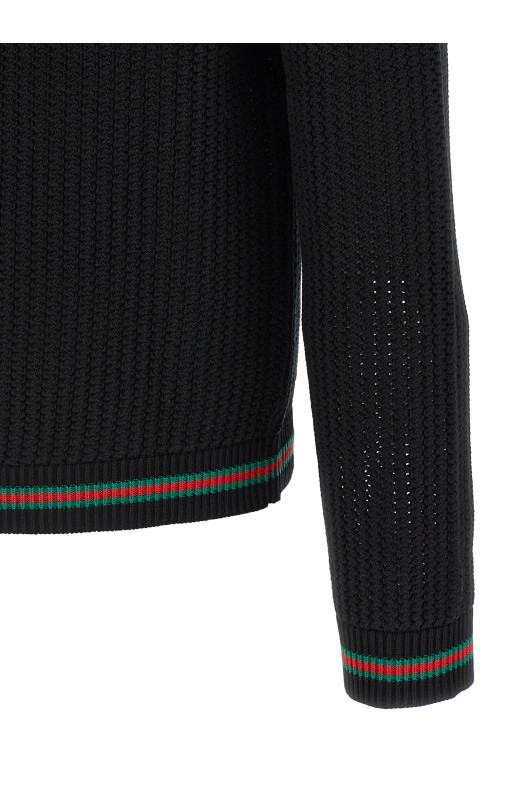 Веб-кардиган з стрічкою Чорний GUCCI 788009XKD151060 Веб-кардиган з стрічкою Чорний GUCCI 788009XKD151060