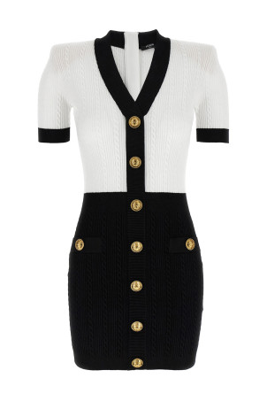 Трикотажное платье Черно-серое BALMAIN FF1R6033KI50EAB Трикотажное платье Черно-серое BALMAIN FF1R6033KI50EAB