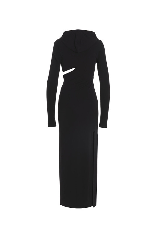 Длинное платье с капюшоном и вырезами Черное VERSACE (10100001A012531B000)