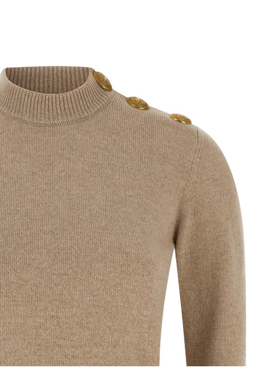 Еко-кашеміровий светр на ґудзиках Бежевий BALMAIN FF1KD095KI870BX Еко-кашеміровий светр на ґудзиках Бежевий BALMAIN FF1KD095KI870BX