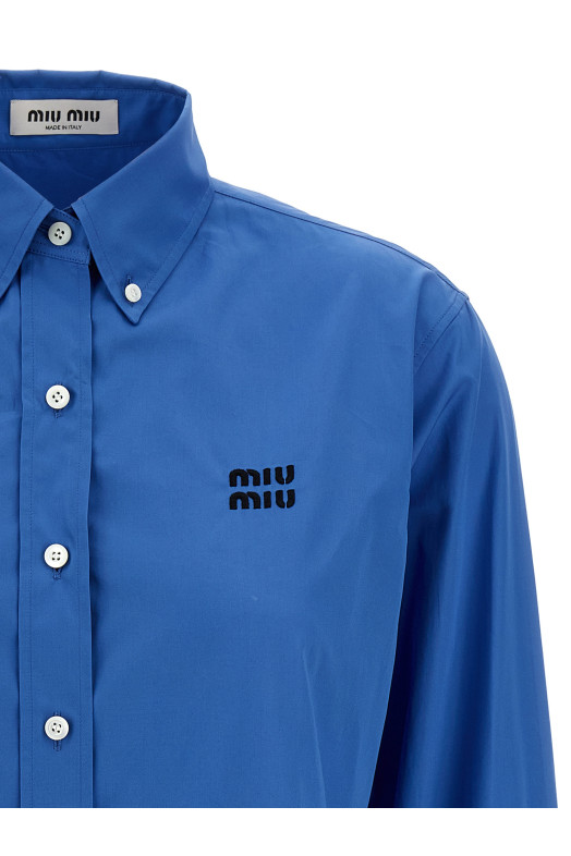 Сорочка на ґудзиках СИНЯ MIU MIU MK1948SOOO10RGF0237 Сорочка на ґудзиках СИНЯ MIU MIU MK1948SOOO10RGF0237