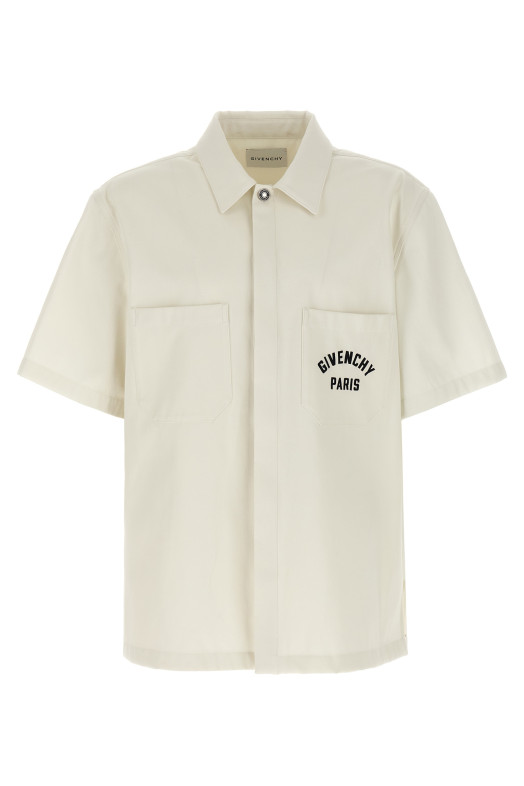 Logo embroidery shirt Beige