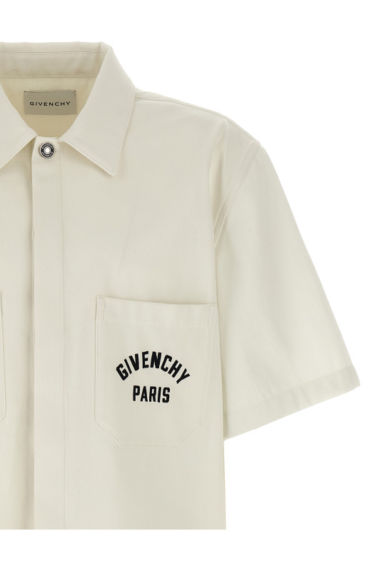 Logo embroidery shirt Beige