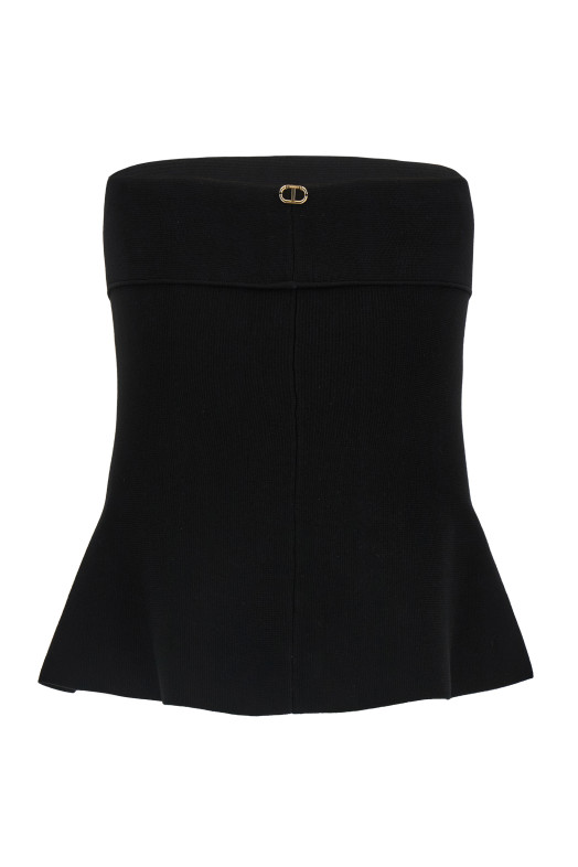 Топ з міланським швом Чорний TWIN SET 252TP341100006 Топ з міланським швом Чорний TWIN SET 252TP341100006