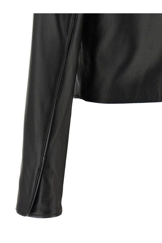 Cropped leather jacket Black