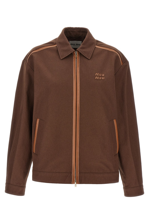 Logo patch blouson Brown