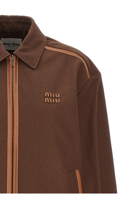 Logo patch blouson Brown