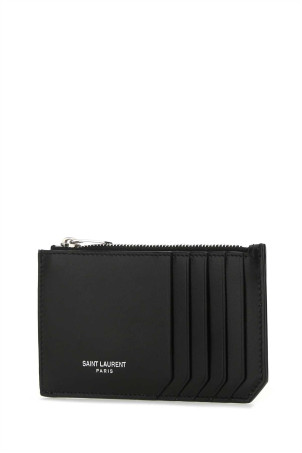 Black leather card holder Black SAINT LAURENT (6093620U90N)