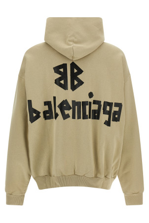 'Ripped Pocket Tape Type' hoodie Beige