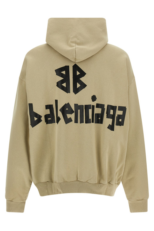 'Ripped Pocket Tape Type' hoodie Beige