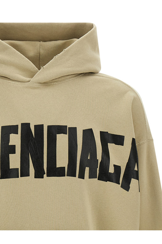 'Ripped Pocket Tape Type' hoodie Beige